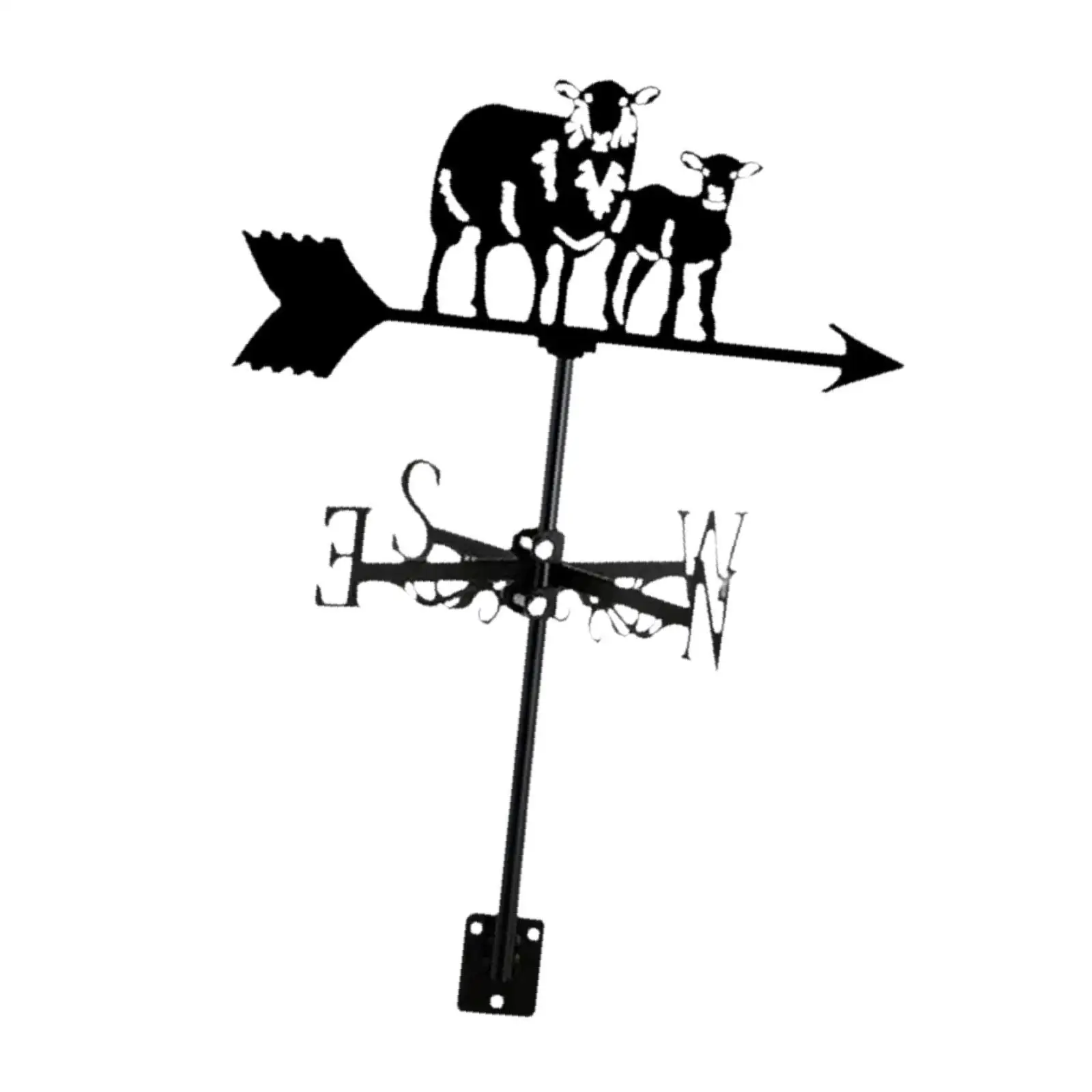 Black Sheep Weathervane Crafts Iron Gift Roof Decor Sheep Ornament Animal Weather Vane for Cottage Roof Mount Outside Yard Fence
