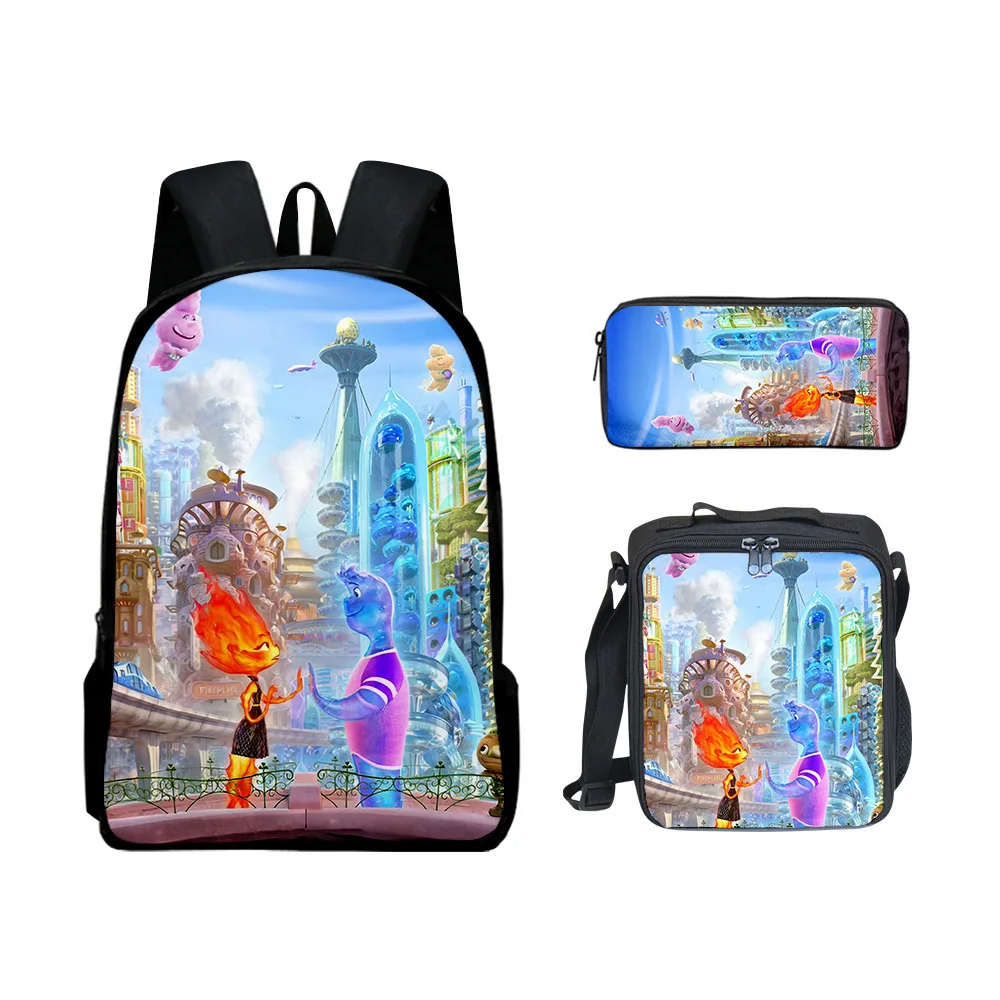 Classic Fashion Funny Elemental 3D Print 3pcs/Set pupil School Bags Laptop Daypack Backpack Lunch bag Pencil Case