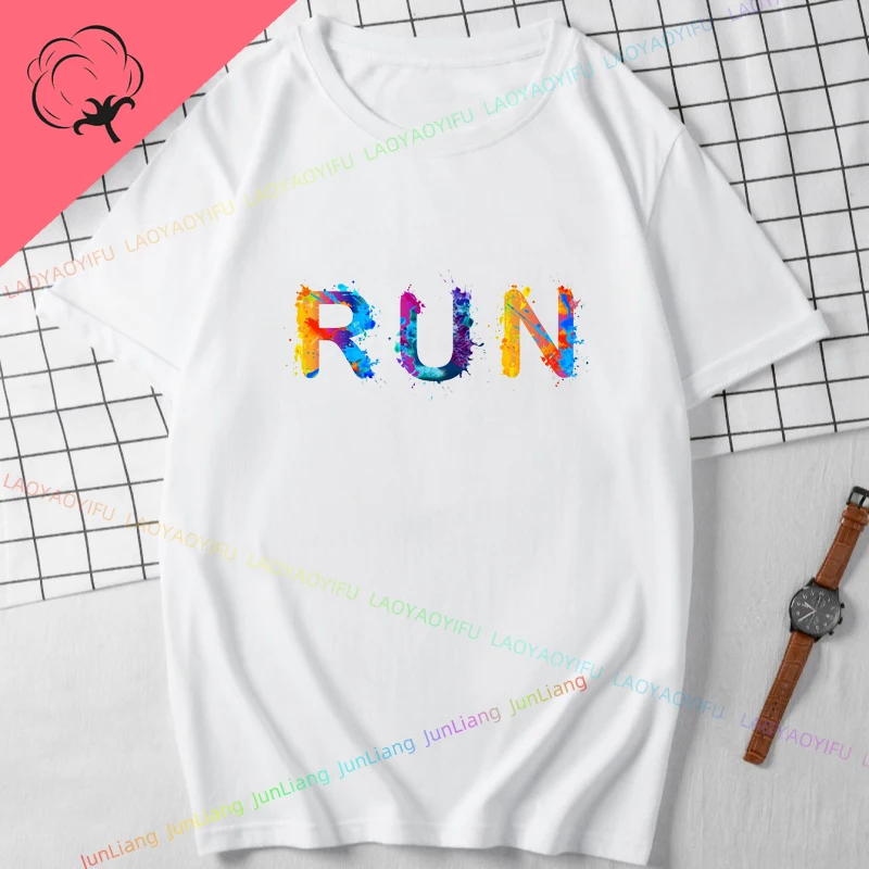 Run Women's T-shirt Runer Men's T-shirts for Men Clothing 100% Cotton Running Enthusiasts Unisex Vintage Y2k Short Sleeve Tee