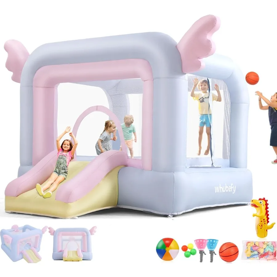 

Inflatable Bounce House for All-in-ONE w/Macaron Balloons Catch Ball Set Punching Bag Beachball Basketball 106 x 85 x 80 Jump C