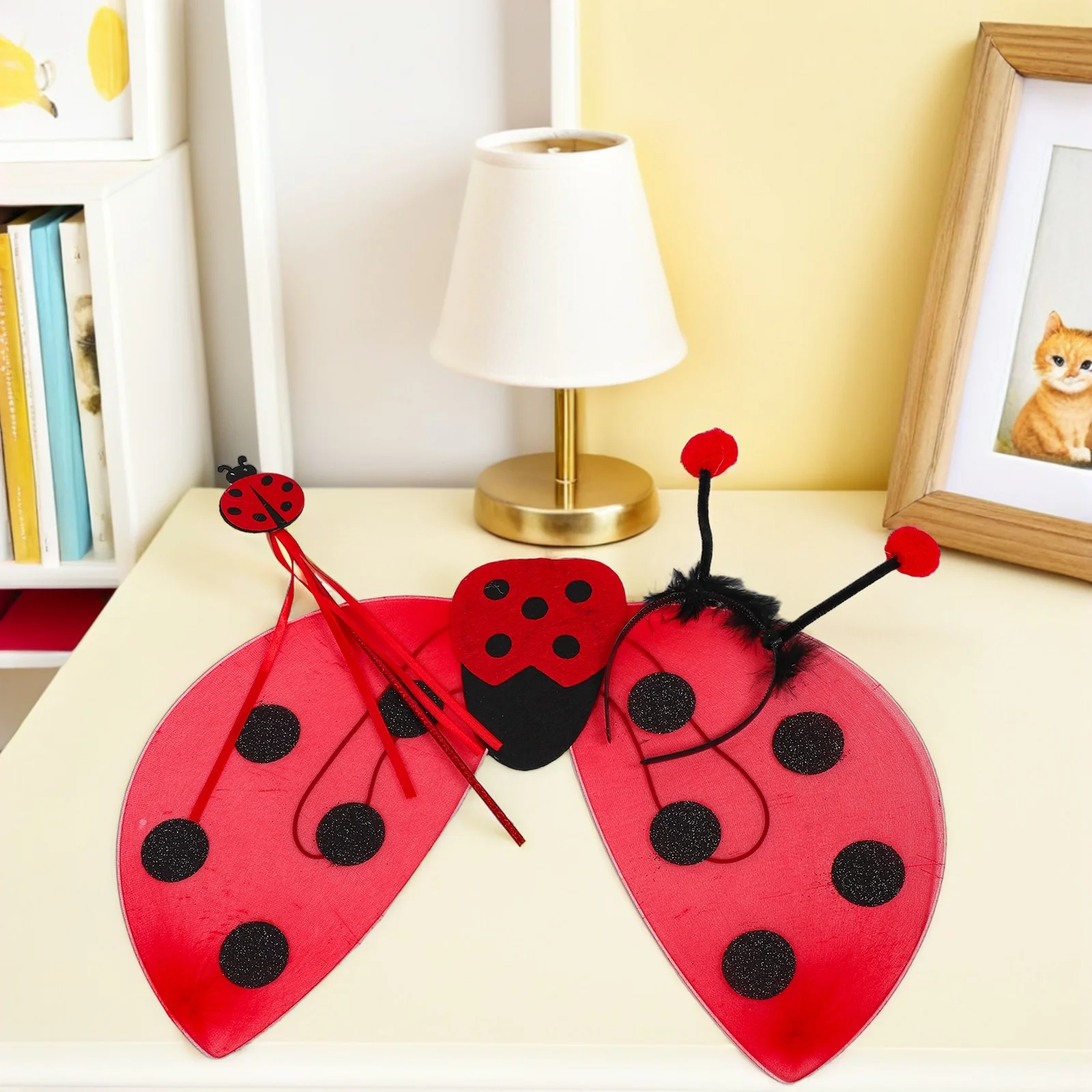 

1Set Ladybug Insect Costume Set for with Fairy Wand Headband Dress Up Halloween Carnival Role Play