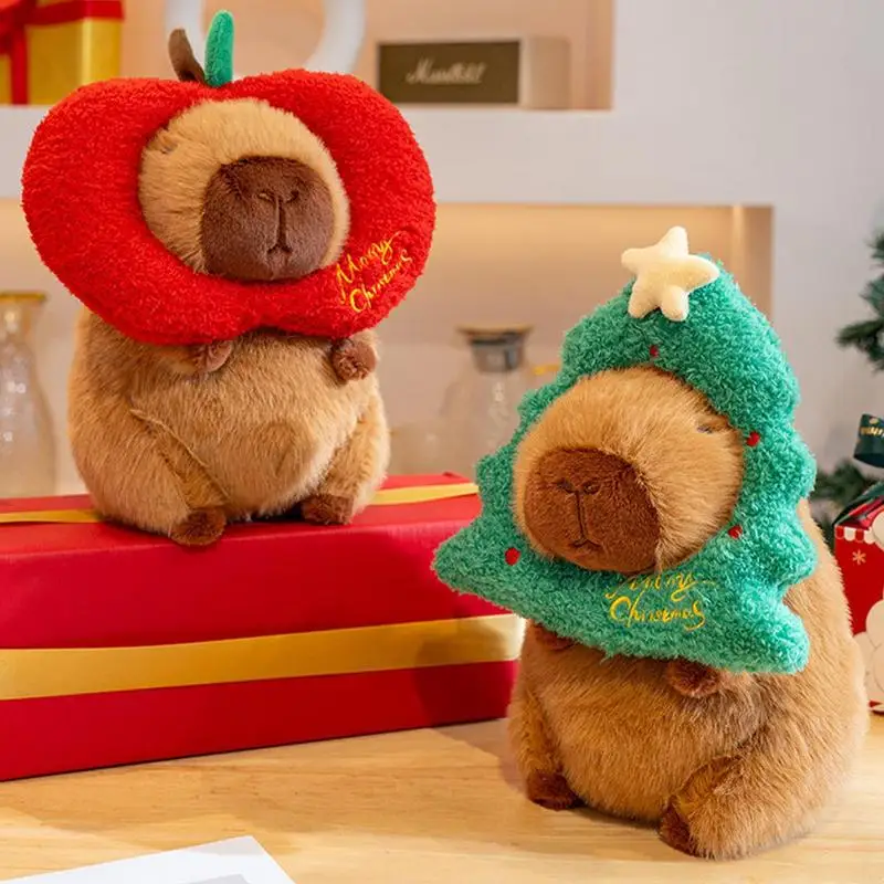 Christmas Stuffed Capybara Cute Capybara Plushie Toys 25cm/9.8inch Cartoon Capybara Stuffed Animal Plush Soft And Adorable