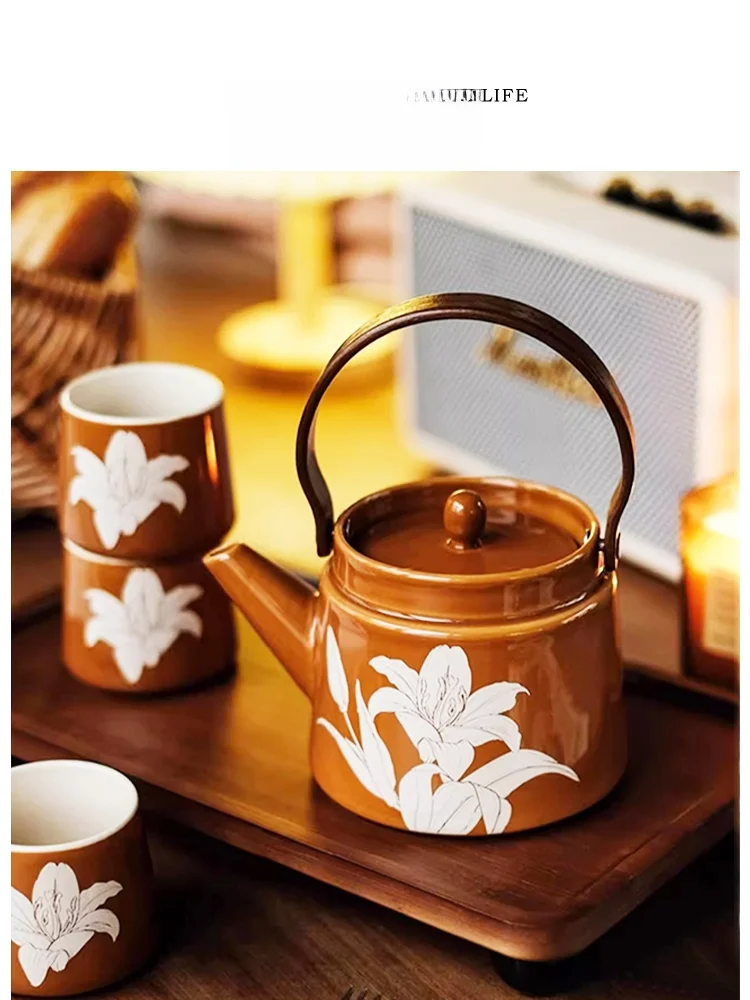 

Tlife Cerc Tea Set Quiet Home Use Tea Brewing Kit Coffee Cup Gift Box Nordic Sle High Temperature Firing Tea Pot