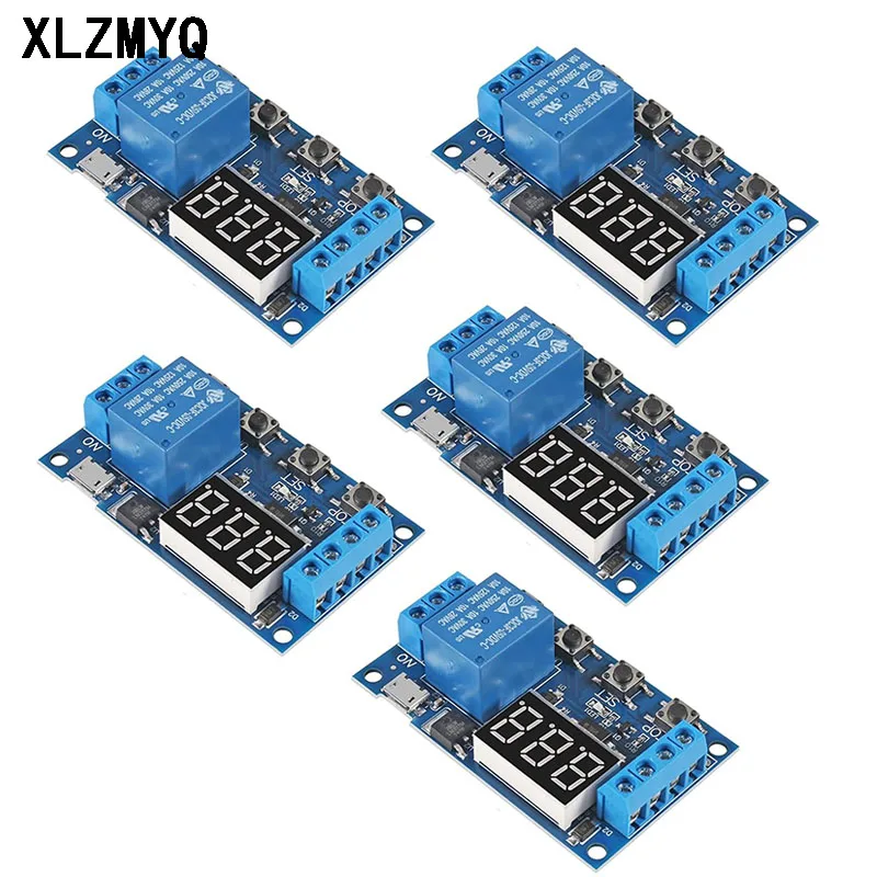 5pcs DC 6-30V Time Delay Relay Micro USB 5V LED Display Automation Cycle Delay Timer Switch Off Delay Time Relays 6V 9V 12V 24V