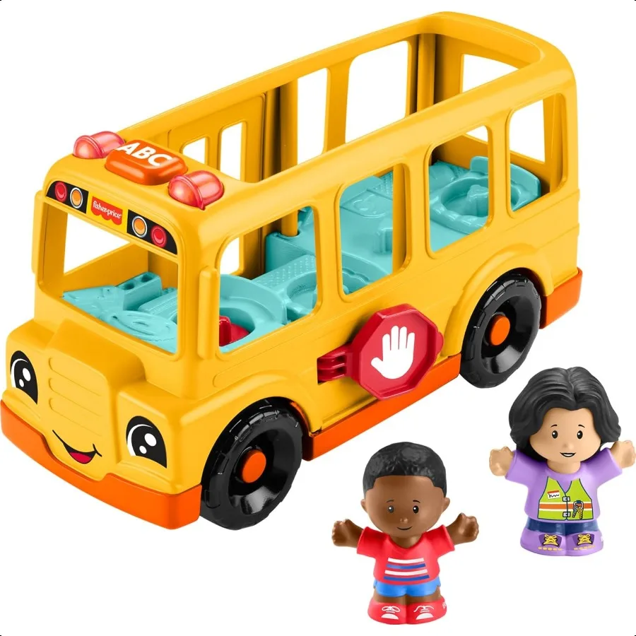 

FisherPrice Little People Toddler Toy School Bus Musical PushAlong Vehicle with 2 Figures for Pretend Play Ages 1+ Years