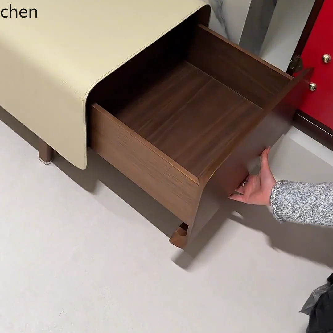 ZML Solid Wood Storage Shoe Changing Stool Home Living Room Long Sofa Stool Fashion Tail Stool