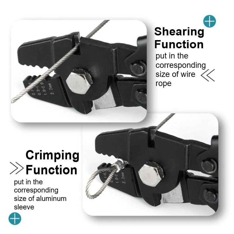 Wire Rope Crimping Tool Kit for M1.2/M1.5/M2 Steel Wires Including 1 Crimper and 150/270/300pcs Aluminum Crimping Loop Sleeve