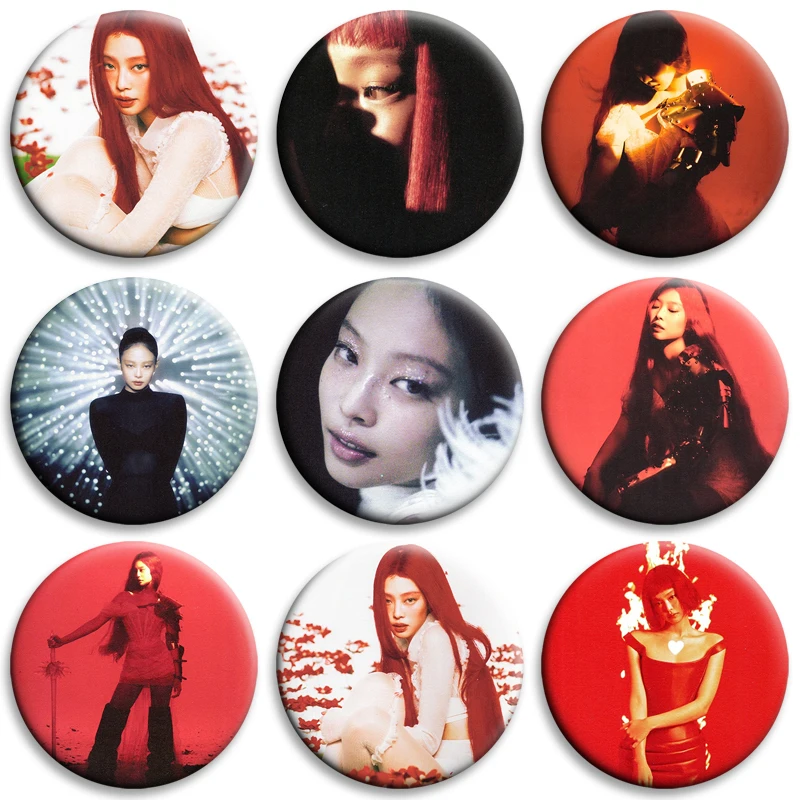 KPOP JENNIE Solo Album RUBY Enamel Pin Creative Brooch Lapel Pins Metal Badge for Bag Clothes Decor Jewelry Accessories Gifts