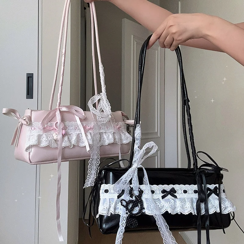 bolso-de-mano-estilo-lolita-japonesa-lindo-negro-y-rosa-con-bordado-encaje-y-lazo-para-citas-romantico-casual-kawaii-moderno-de-pu
