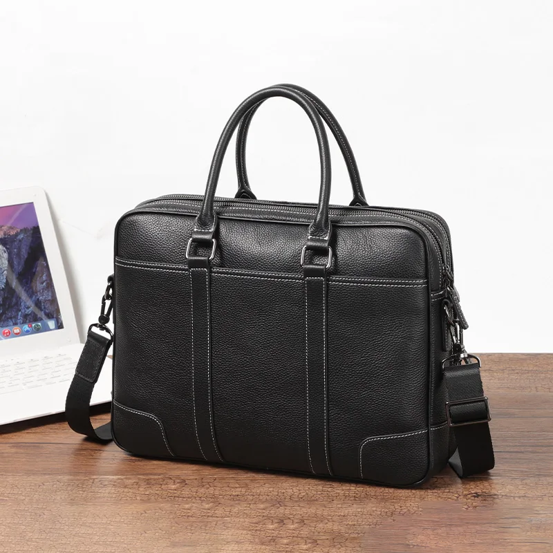 Guarantee Genuine Leather Briefcase Male Large Hangbag Laptop Shoulder Bag Natural Skin Men Briefcases Bags Big Office Work Bag