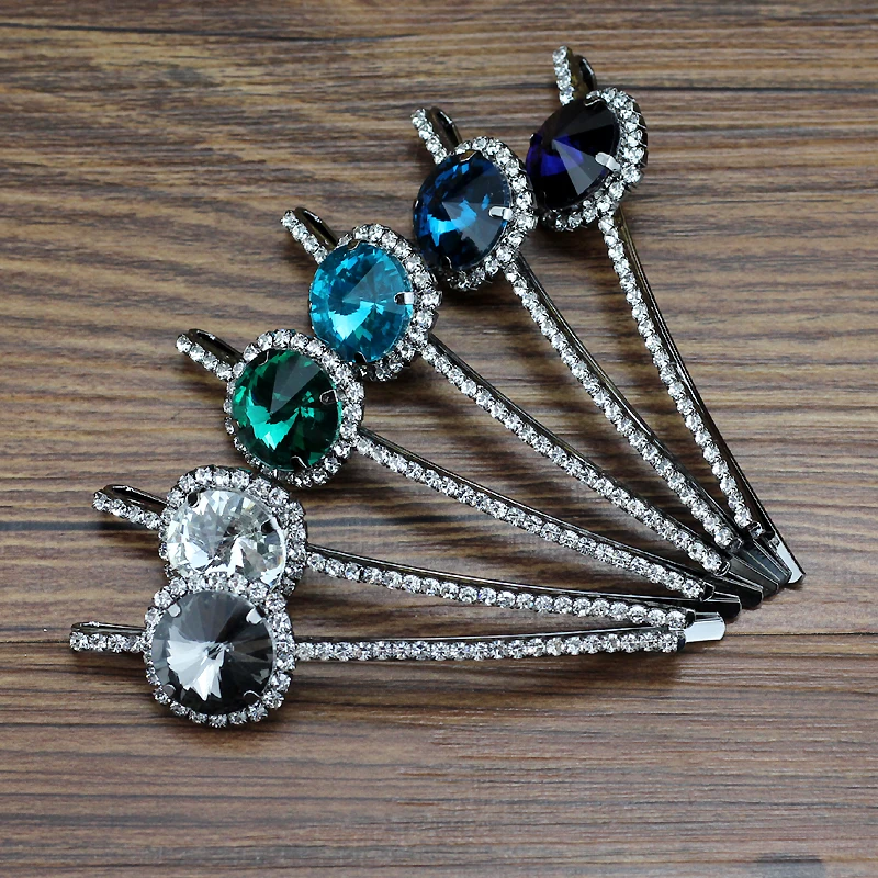 Unique Sparkly Round Crystal Hair Clip Luxury Diamante Vintage Barrette For Women Girls Accessories Jewelry