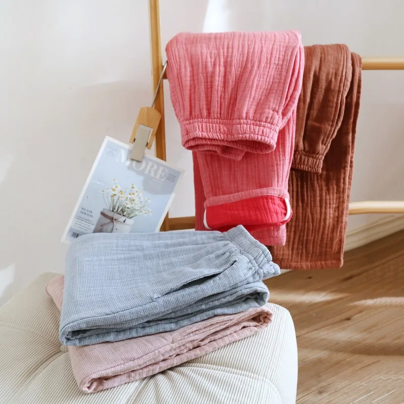 Spring Autumn Women 100% Cotton Sleep Bottoms Female Plus Size Nightwear Trousers Sleepwear Ladies Casual Loungewear Home Pants