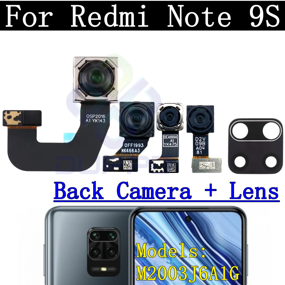 Note9S Rear Camera Flex Cable For Xiaomi Redmi Note 9S Front Selfie Small Facing Main Back Camera Glass Lens Spare