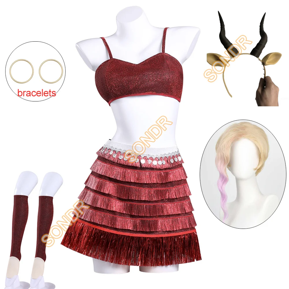 

Anime Zoo 2 Singer Gazelle Cosplay Costume Sexy Red Latin Dance Dress Tassel Sequins Skirts For Women Halloween Party Carnival