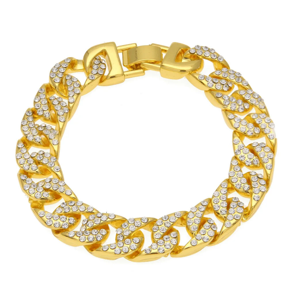 

Роскошный мужской кубинский браслет из чистого золота 24 карата 9999 пробы в стиле хип-хоп с бриллиантами