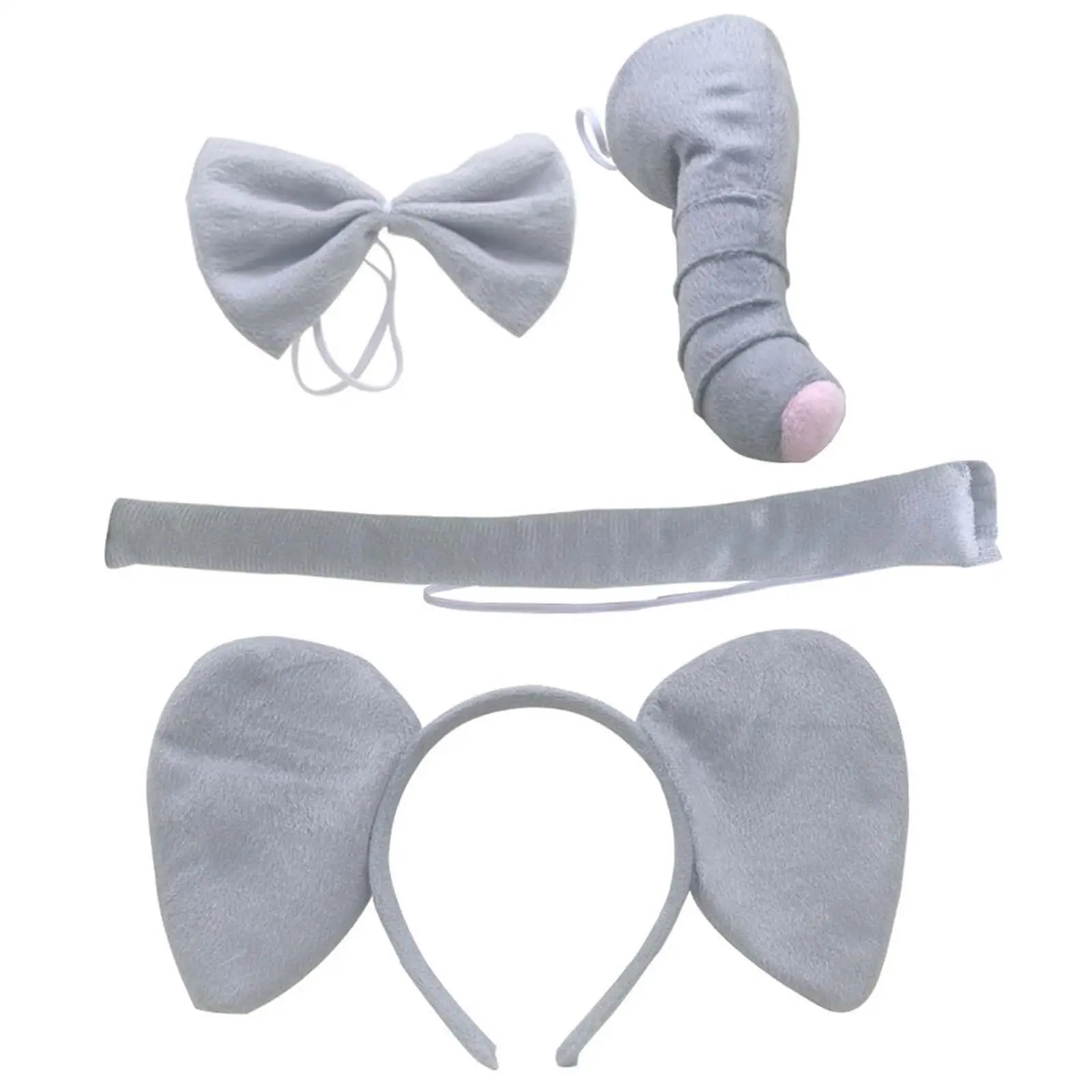 Diadema con orejas de elefante, pajarita para nariz, conjunto de cola, juego de rol, Cosplay de animales, cómodo y ligero para puesta en escena