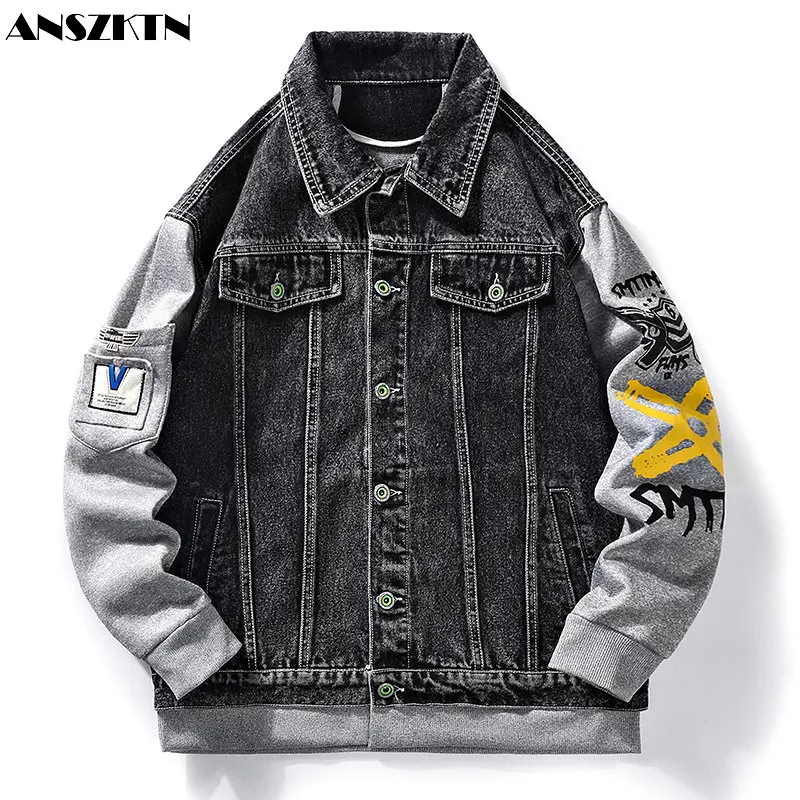 

ANSZKTN 2022 new denim plus fat plus 300 pounds fat retro top loose denim jacket