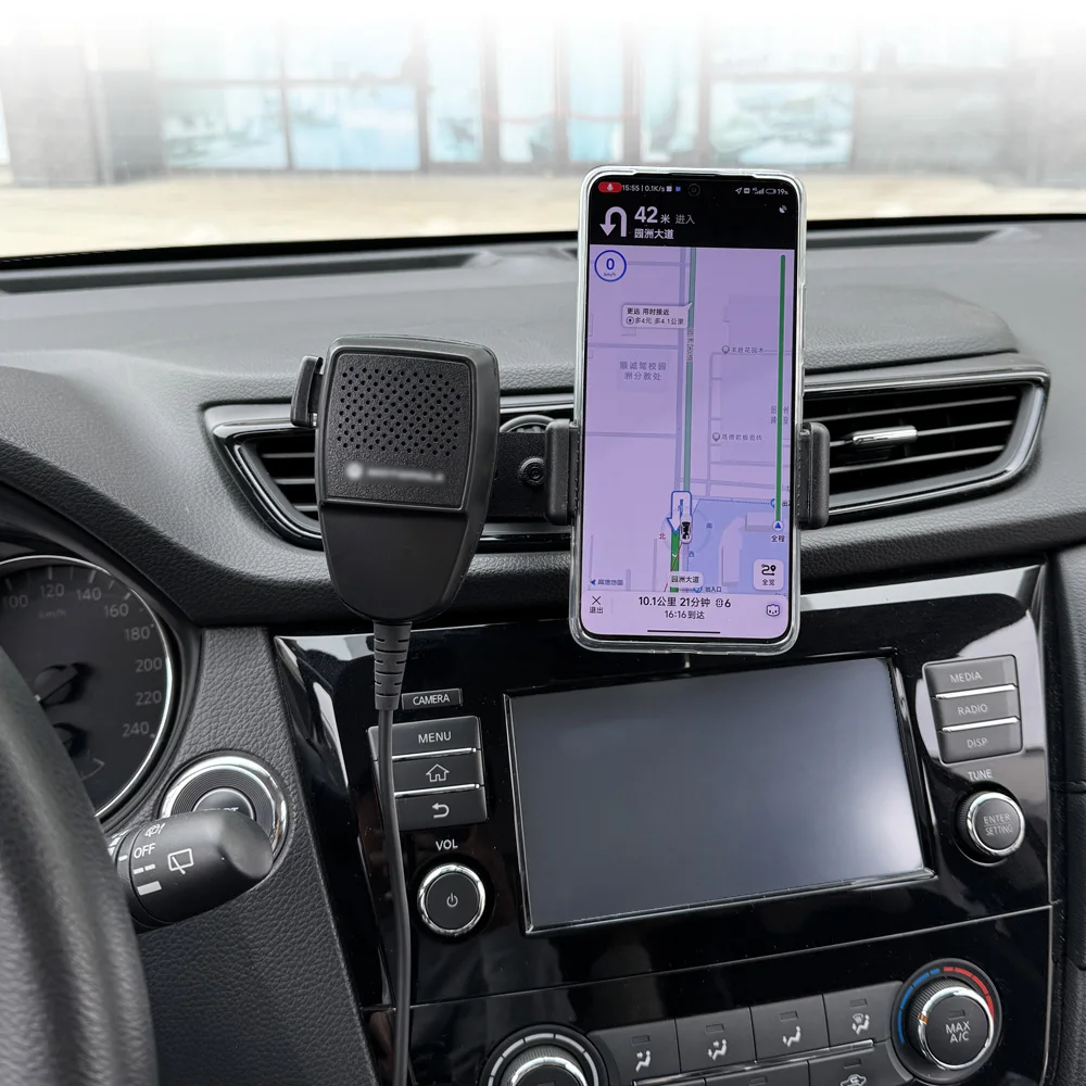 

Автомобильный держатель 2 в 1 для iPhone и автомобиля, Ручной PTT микрофон, динамик, подставка для мобильных телефонов, Автомобильный кронштейн
