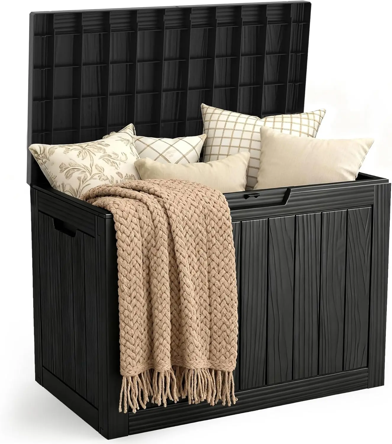 

Outdoor Storage Deck Box, 50 Gallon Outside Storage Box Waterproof Deck Box, Lockable Patio Storage Box UV-Resistant for Gar