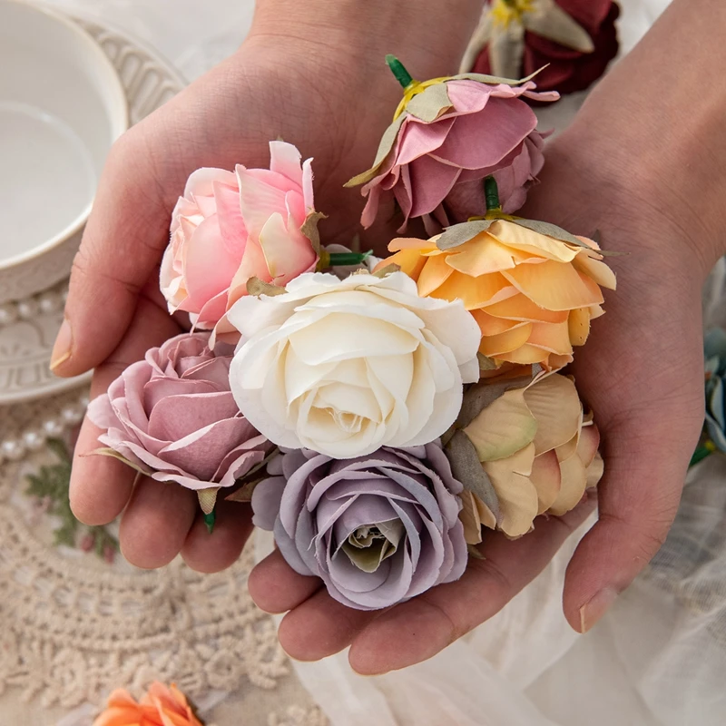 50/100 Stück Künstliche Blumen Flanell-Rosen Seidenblumen für Heimdekoration, Tischdekoration, Kränze, Hochzeits- und Brautornamente, Kopfschmuck, DIY-Geschenkbox-Requisiten – Detail 1