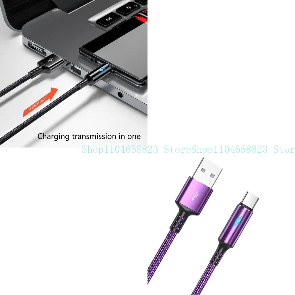 Flexible Type C Cable Type C to USB A Charging Cable and Data Cable 480Mbps Transfer Speed Supports Multiple Devices