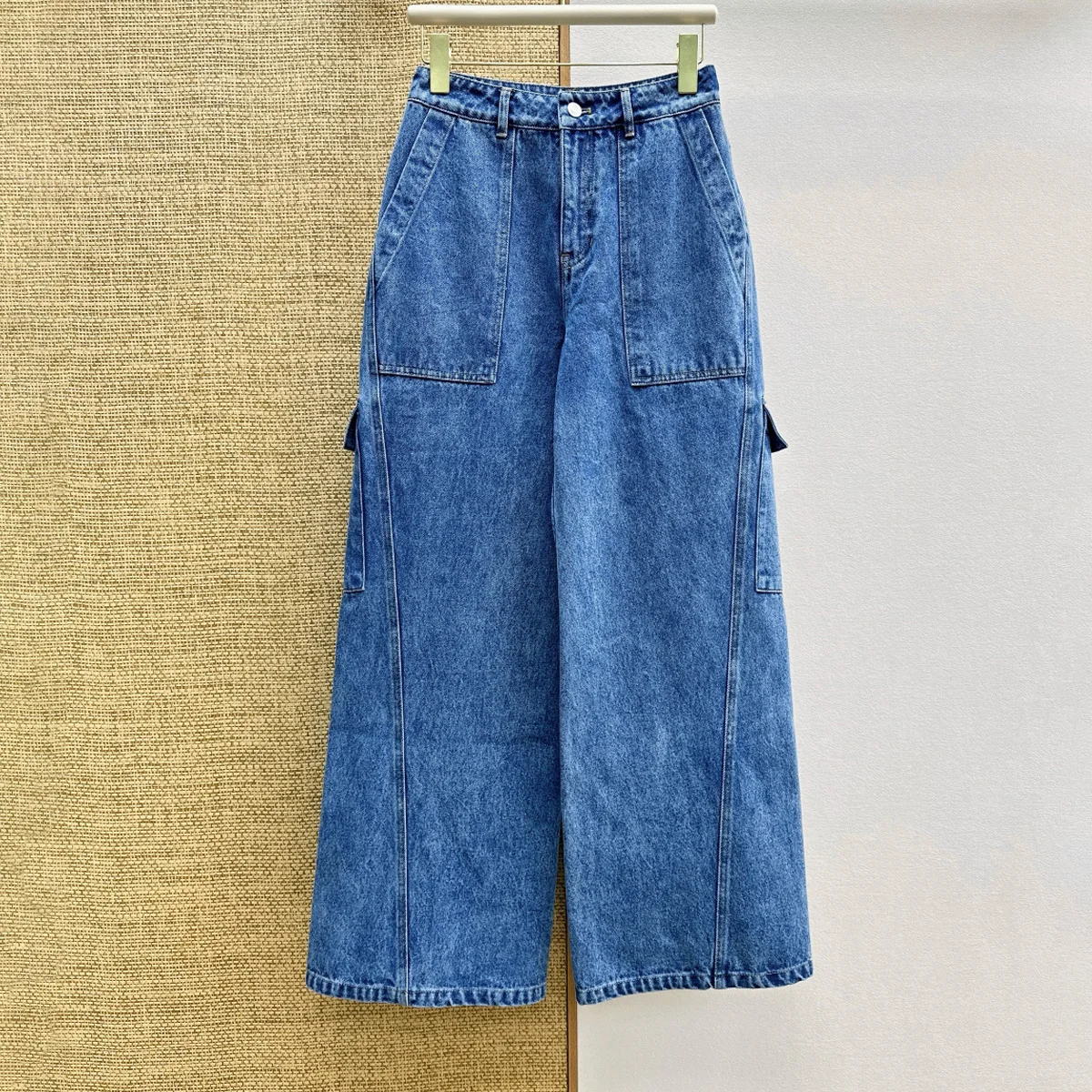2026 New Women High Waist Cargo Wide Leg Jeans Multi Pocket Button Fly Casual Full Length Trousers lyt26715129