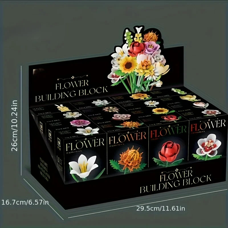 Nuovo prodotto creativo assemblato building block desktop flower art giocattolo, regalo di San Valentino, decorazione modello realistico, un regalo fo