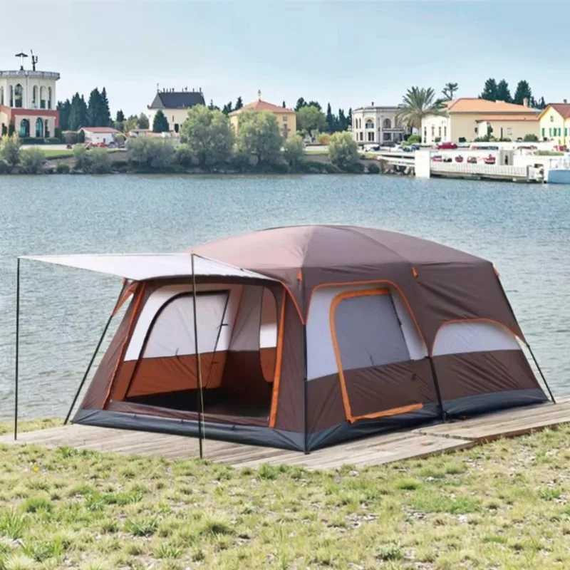 

2025 Customized Large Family Luxury Waterproof Oxford Tunnel Tent Wind-Resistant Glamping For Outdoor Camping Portable