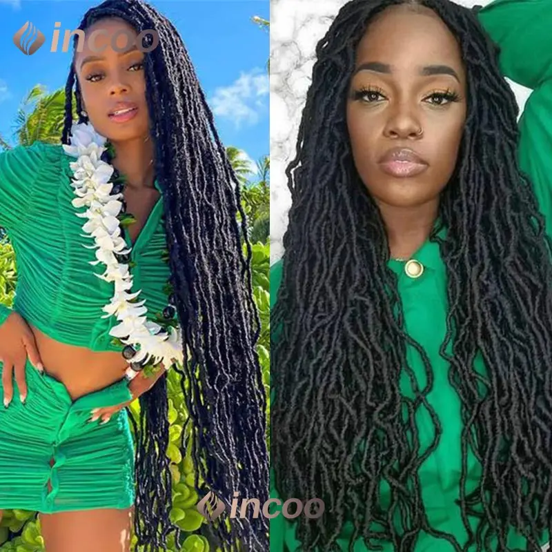 Butterfly Locs Braids Wigs Synthetic Full Lace Frontal Wigs for Black Women Long 40 Inch Soft Senegalese Twist Braided Wigs