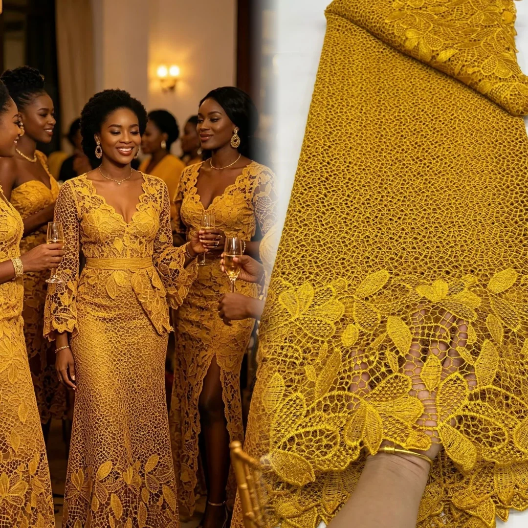 5 Yards Nigerian Guipure Cord Lace Fabric 2026 High Quality Sequins African Mesh Milk Silk Embroidery Lace Fabric Women Sewing