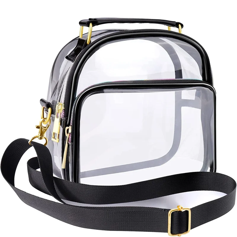 Clear Shoulder Bag Women Stadium Approved Concert Transparent Purse Simple Crossbody Bag With Front Pocket Casual Handbag