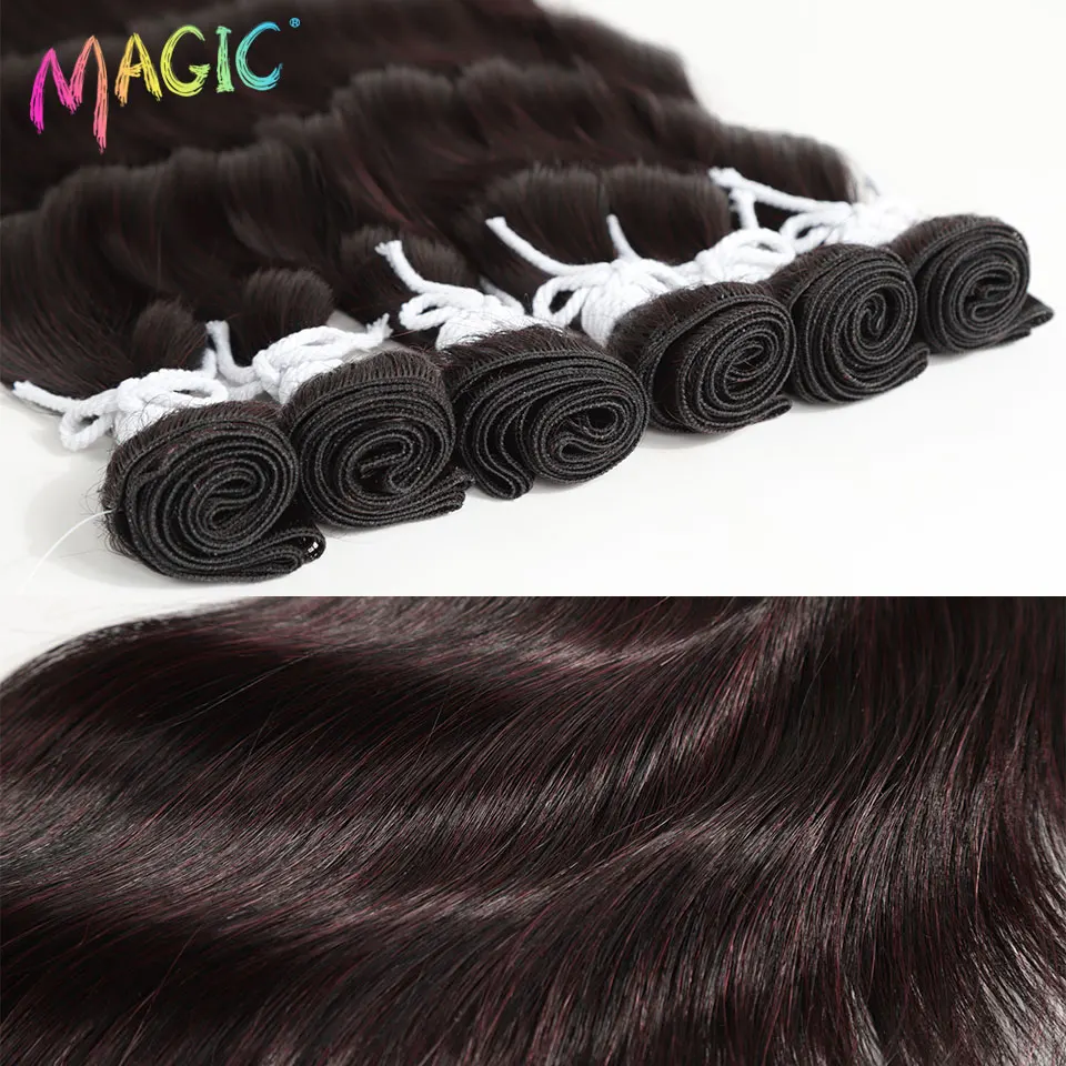 ماجيك موجة المياه حزم الشعر وصلات شعر صناعية أومبير شعر أشقر نسج حزم 20 "فضفاض عميق ارتفاع درجة الحرارة الألياف #6