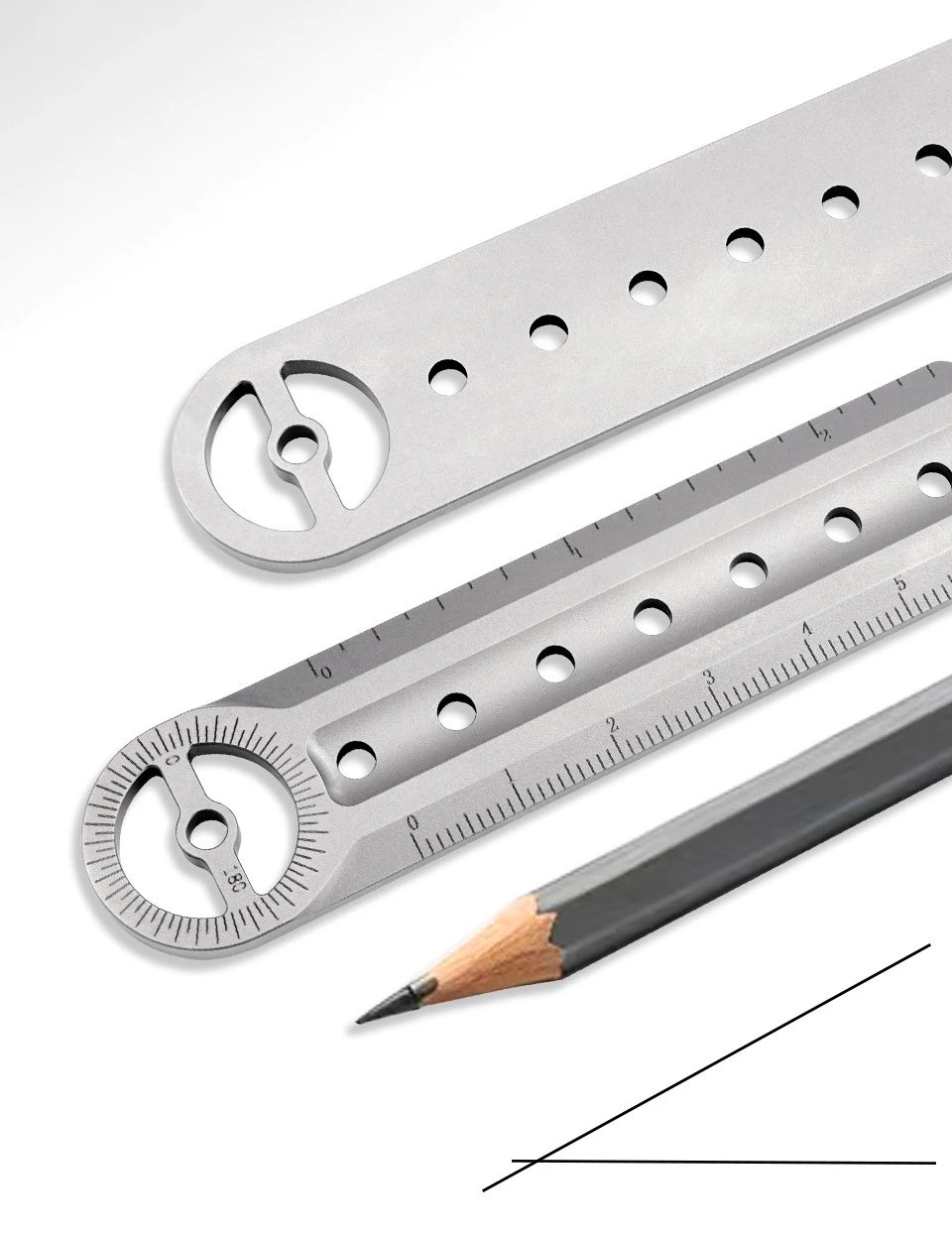 18cm Titanlegierungs-Lineal mit 8mm Sechskantschlüssel, EDC-Hebelwerkzeug, Schlüsselanhänger, Selbstverteidigungswerkzeug, hartes Lineal zum Aufhängen an der Taille, Brechstange – Detail 7