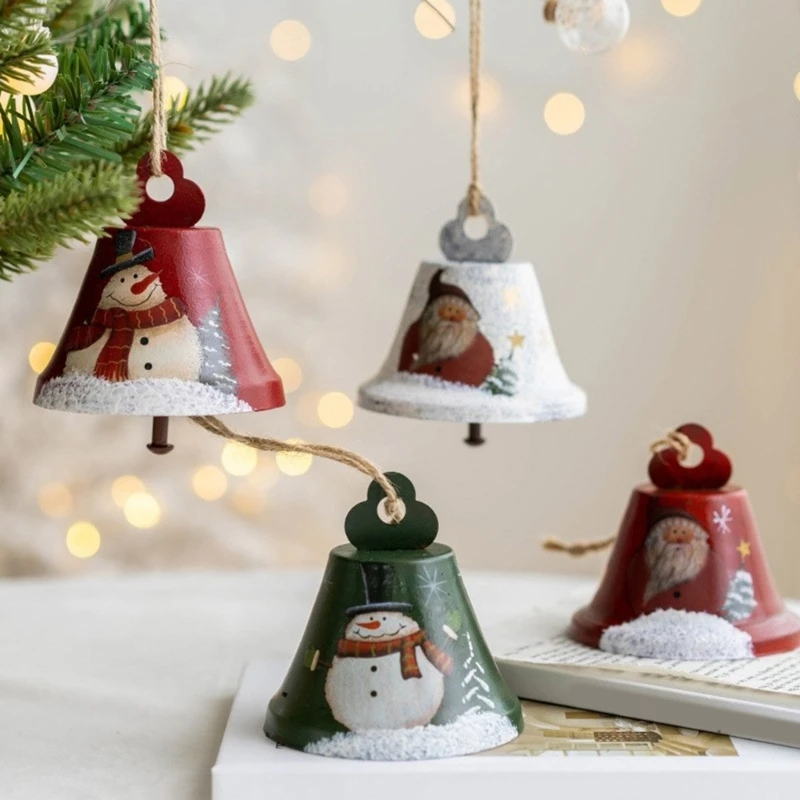 Santa/muñeco nieve campanas hierro Metal árbol Navidad Festival colgante para ventana y puerta decoración del