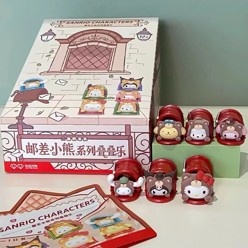 سانريو فاميلي ساعي البريد الدب صندوق أعمى قابل للتكديس لعبة قابلة للجمع مصنوعة يدويًا هدية زينة عيد الميلاد العصرية لجميع الأعمار