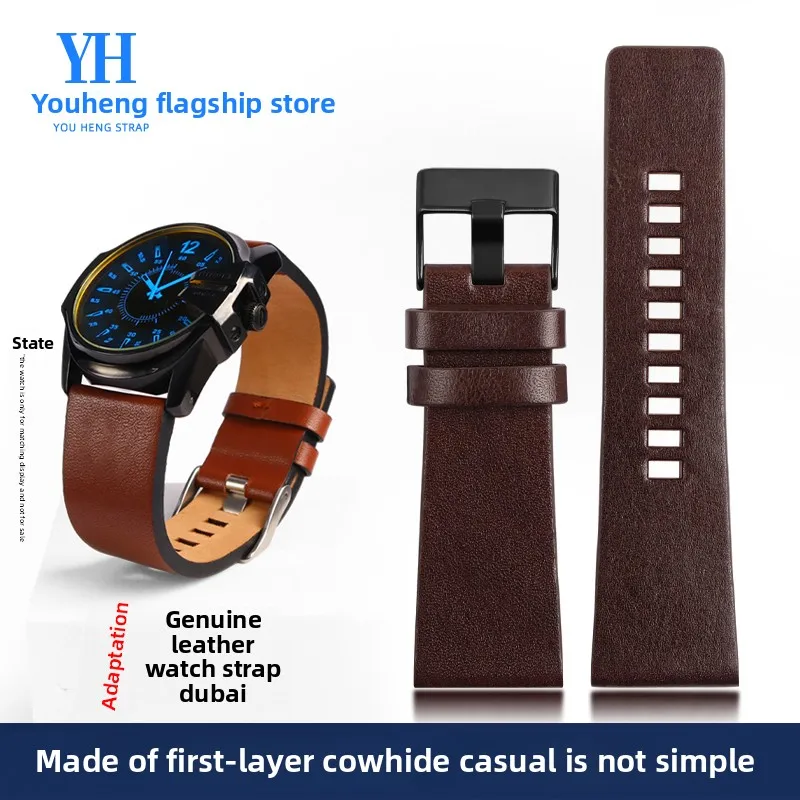 عالية الجودة جلد طبيعي حزام ساعة اليد للديزل DZ4519 1657 7257 4318 لينة جلد البقر حزام الساعات سوار من الجلد معصمه