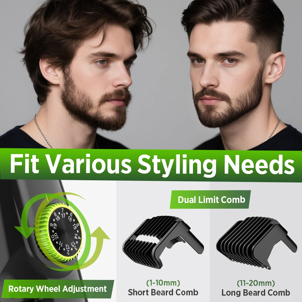 Kabelloser Herren-Vakuum-Bartschneider, wiederaufladbarer Schnurrbartschneider, IPX6 wasserdicht, elektrischer Bartschneider, Elektrorasierer, Vakuum