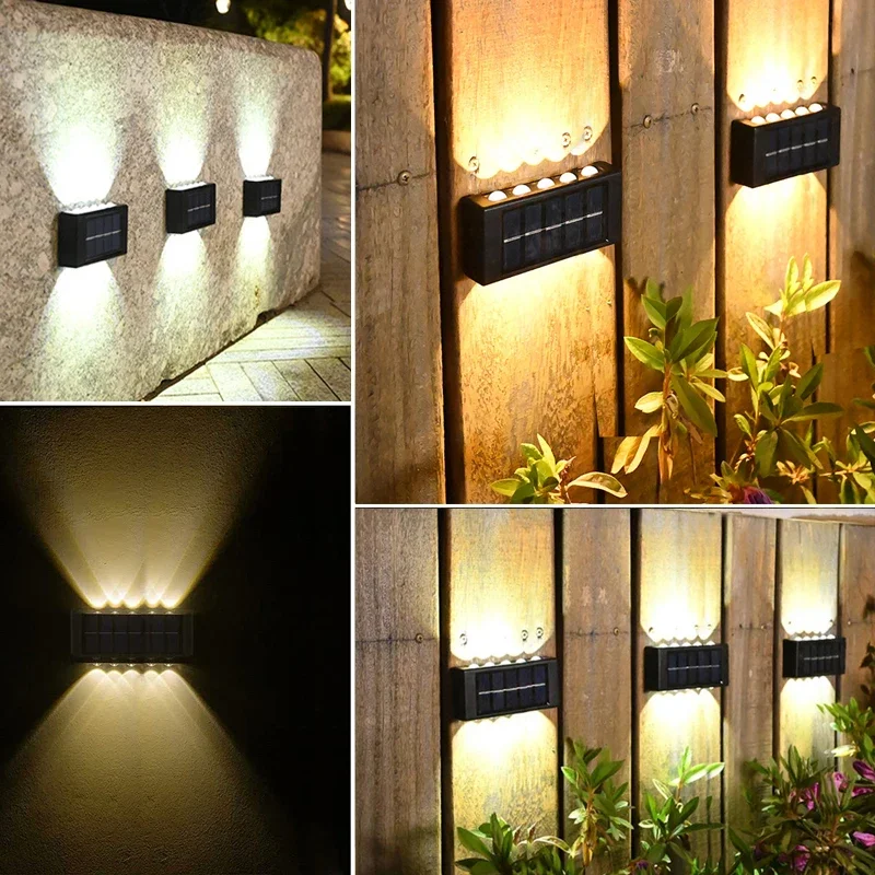 10LED Solar Wall Lights Outdoor Waterproof Security LED Lighting For Garden Yard Fence Decor Lamps