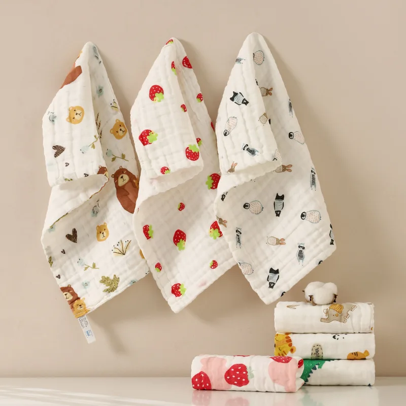 

Cotton 6-Layer Gauze Baby Towel Newborn Blanket Swaddle Cloth Soft Highly Absorbent for Infant Bath Towel Burp Cloth 30*50cm