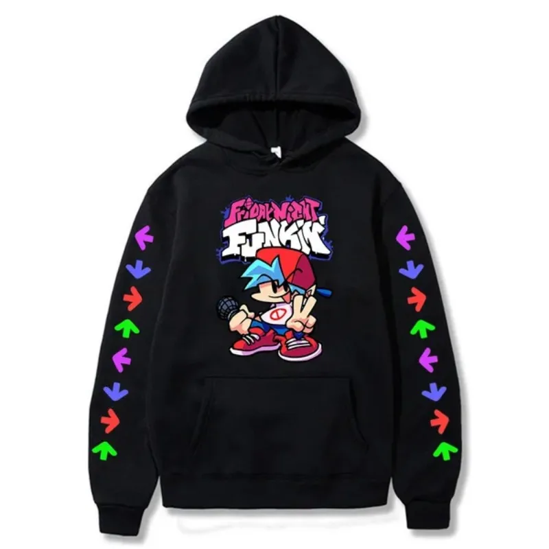 Hot Usa Game Anime Cute Friday Night Funkin Hoodies Boyfriend Sweatshirts Cozy Tops Pullovers Polyester Streetwear Coats Tops