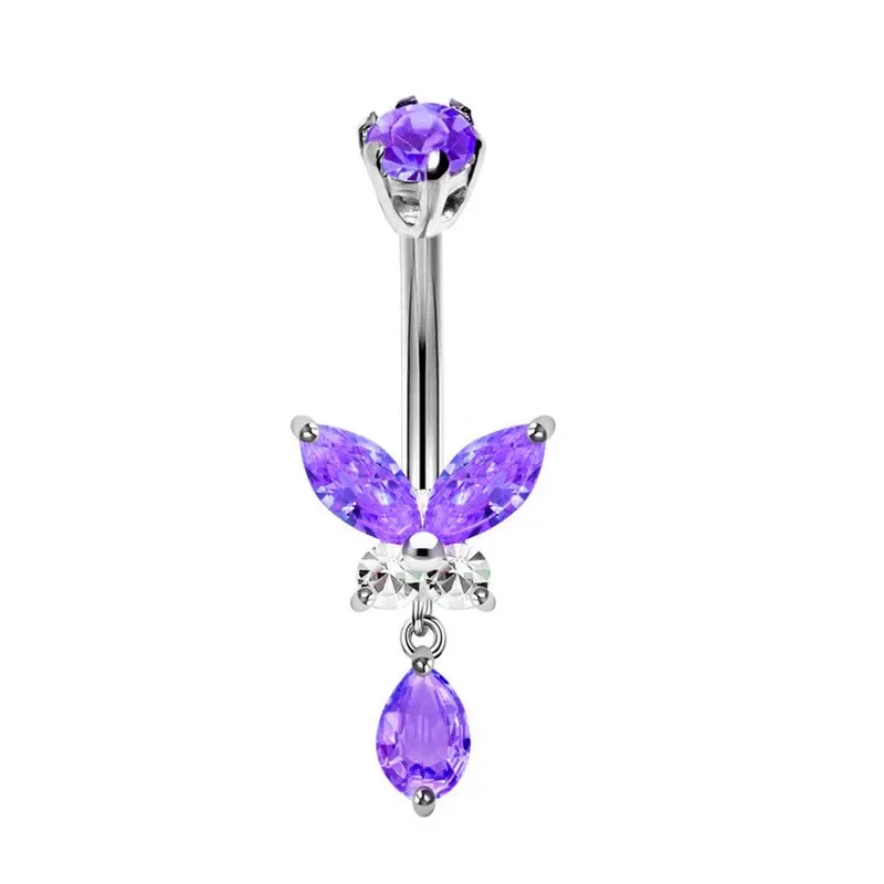 1Pc Fashion Crystal Belly Button Piercing Jewelry For Women Shiny Butterfly Navel Piercing Heart Piercing Nombril Belly Ring