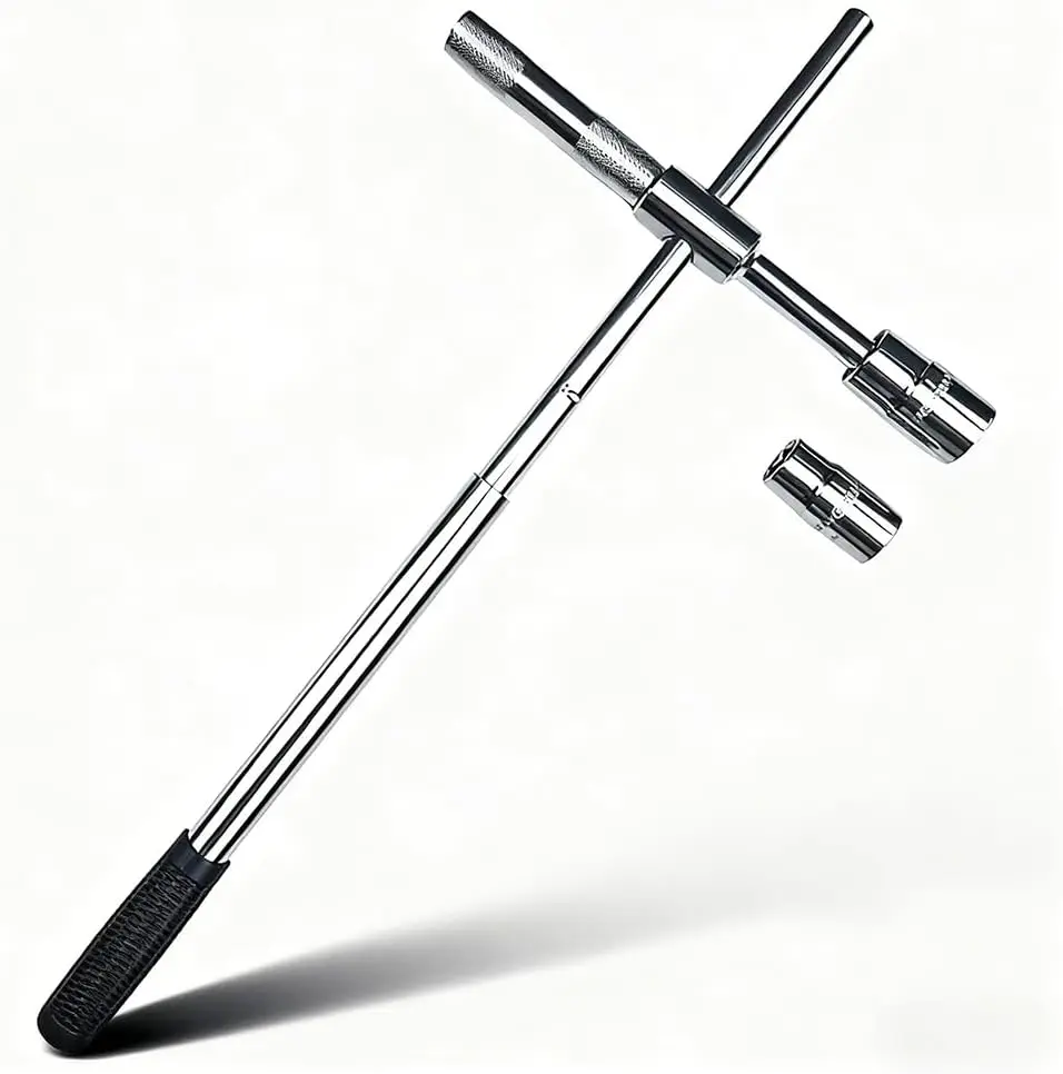 

23' Universal Lug Wrench, 4-Way Heavy Duty Tire Iron with 17-23mm Sockets, Extendable Folding Wheel Nut Tool & Storage Bag for C
