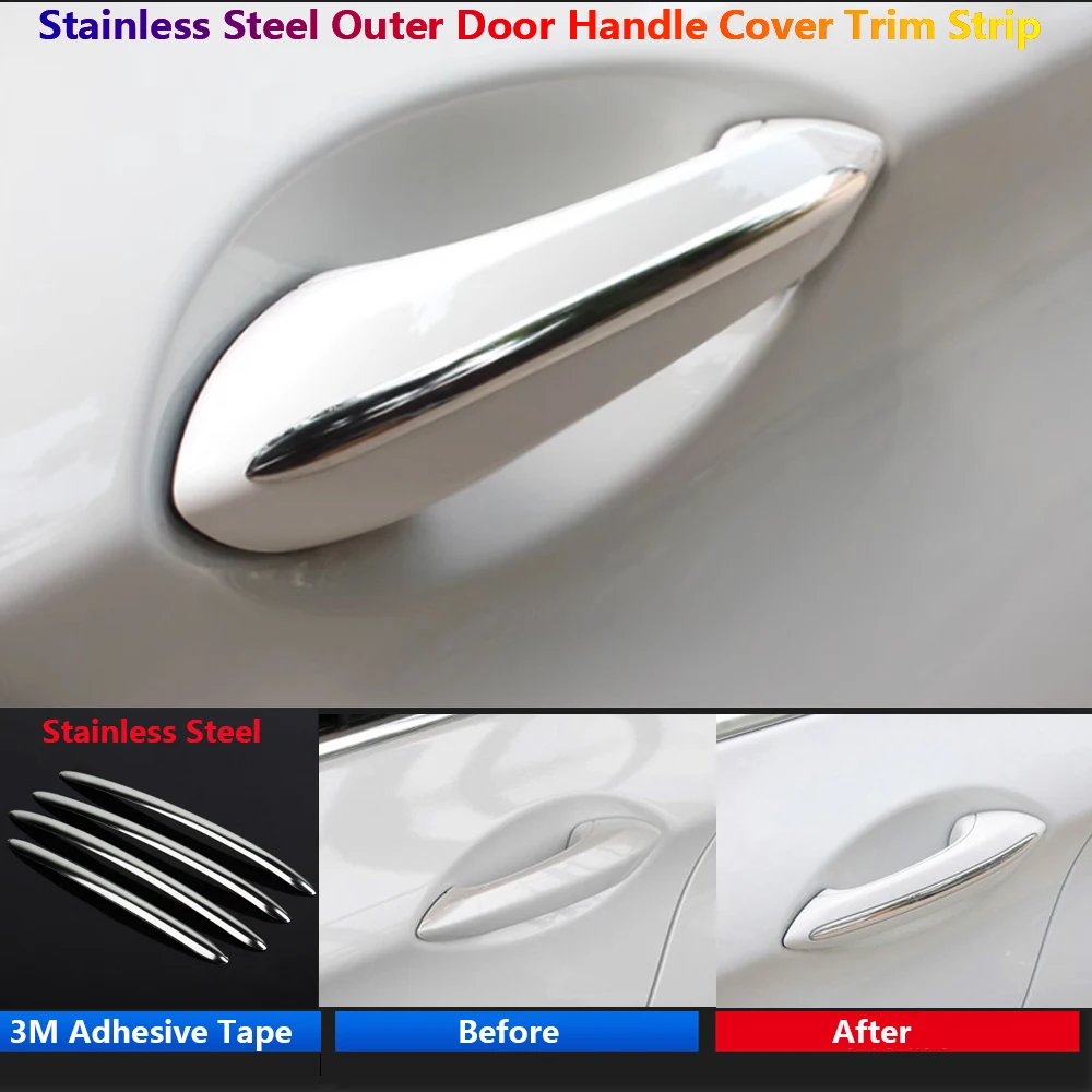 Car External Outer Door Handle Strip Cover Trim For BMW 5 7 Series 5GT F10 F07 F01 F02 F03 F04 Stainless Auto Accessories 4Pcs view 3