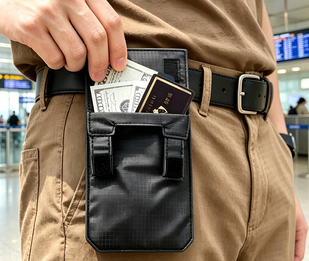 Men Accessories For Travel - حقيبة خصر رفيعة للغاية وغير مرئية،
