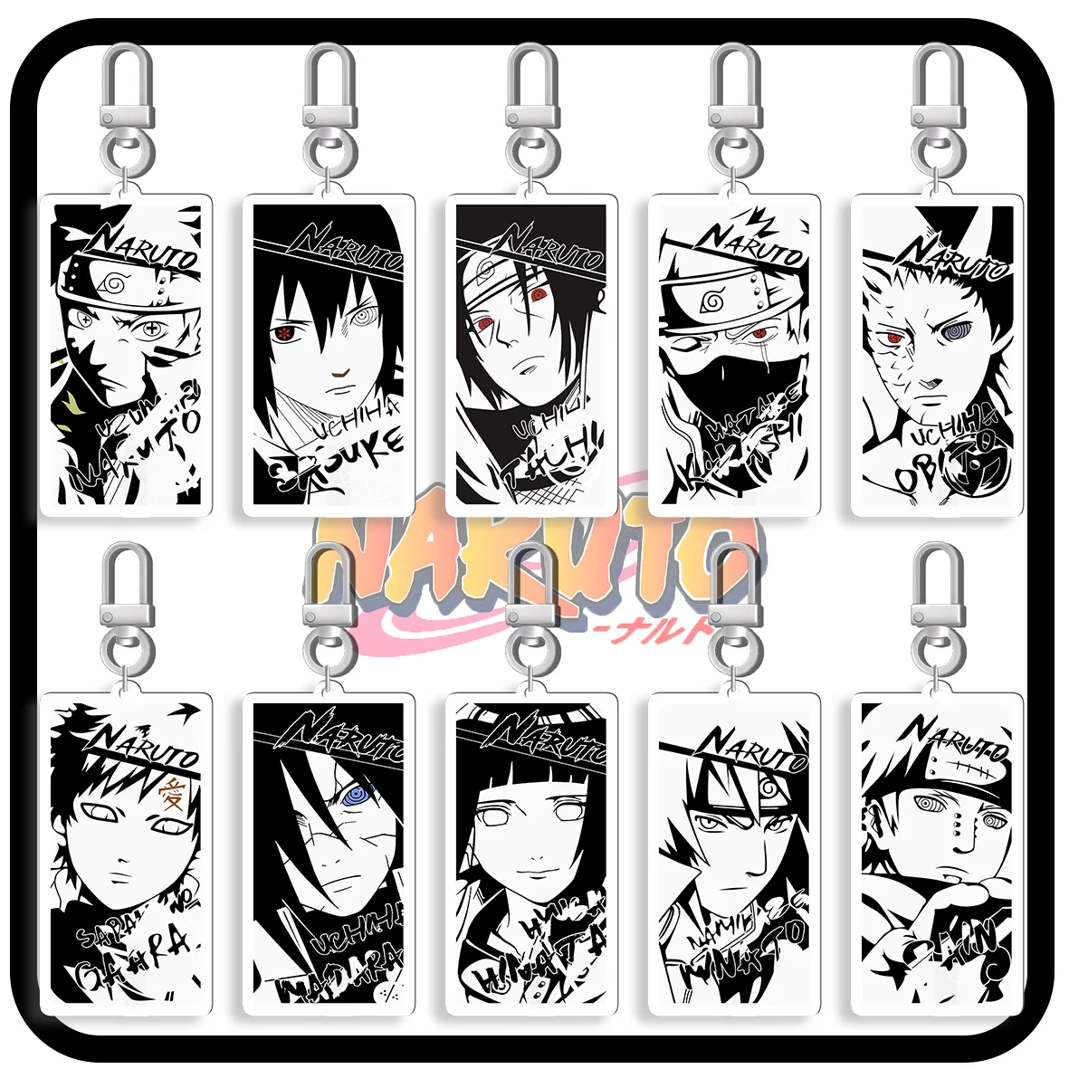 Anime NARUTO Sasuke Kakashi Itachi Acryl-Schlüsselanhänger Zubehör Auto-Taschenanhänger Kreativer Taschencharme Freunde Fans Geschenke Schlüsselring