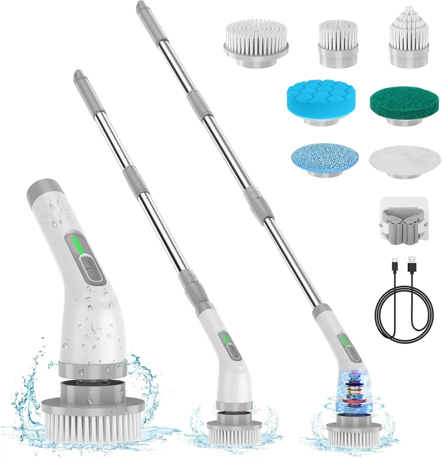 

Electric Spin Scrubber, Upgrade 7 in 1 Electric Cleaning Brush,420RPM Powerful Cleaning, 1.5H Bathroom Scrubber Dual Speed with