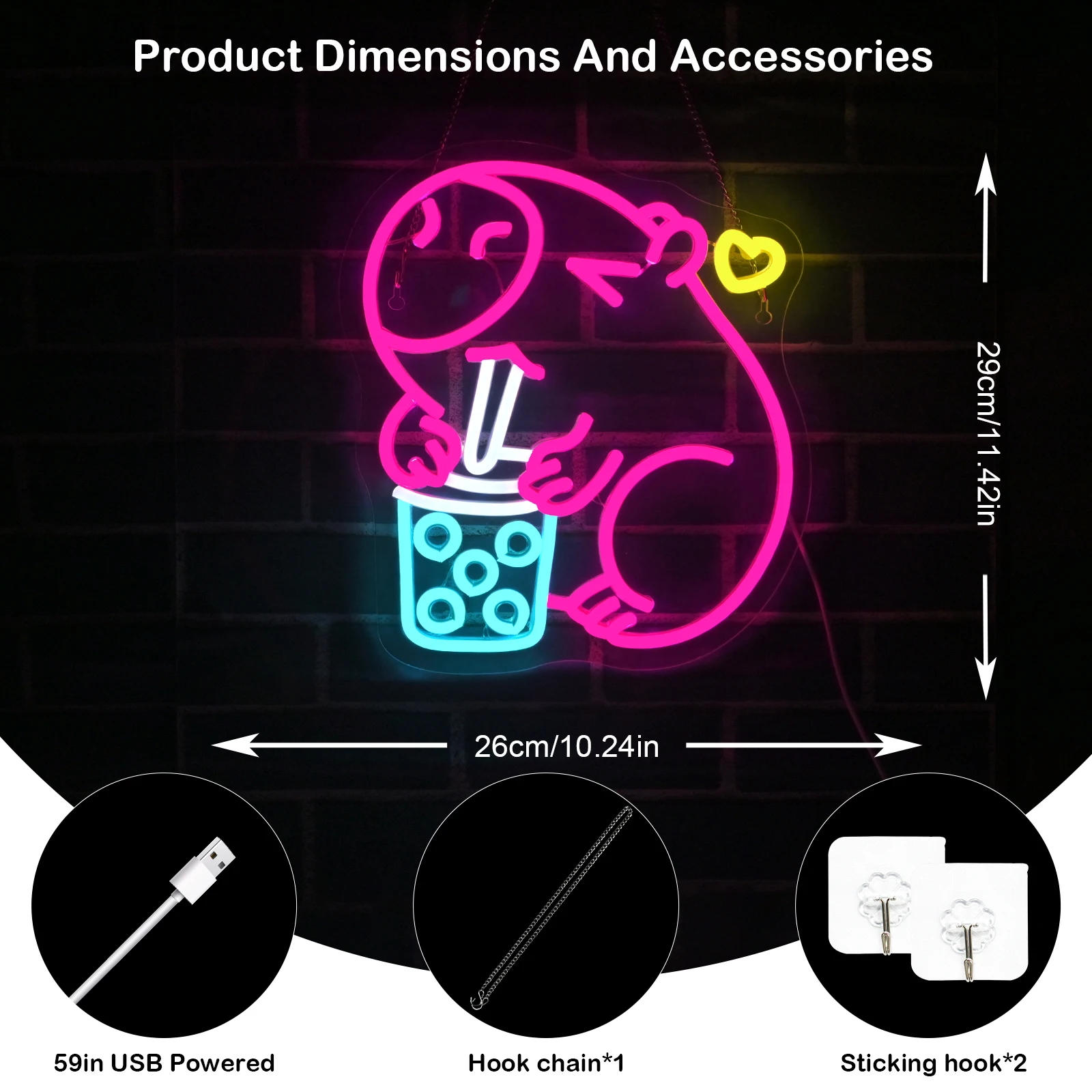 Capybara Drink Milk Tea Neon Sign Multicolor LED Cartoon Animal Light Wall Hanging Decor for Bedroom Party Birthday Gifts