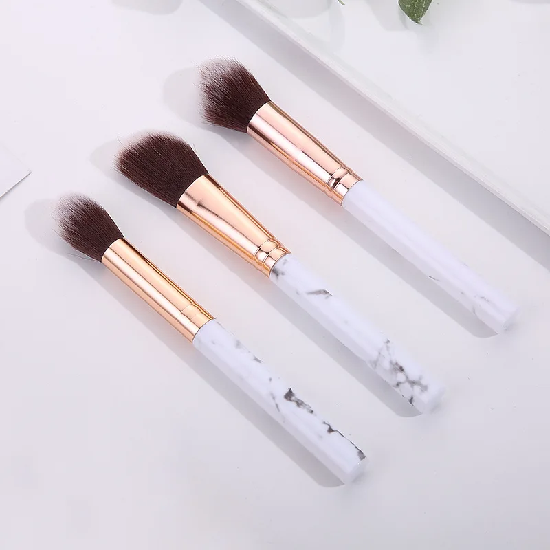 3 個大理石ペンメイクブラシパウダーファンデーションブラシソフトレッドハニーパウダー化粧品パウダー高光沢パウダーブラシツール