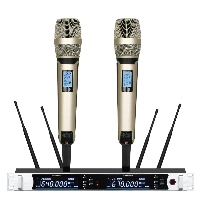 

Professional wireless microphone 2-channel UHF long-distance entertainment singing stage performance microphone