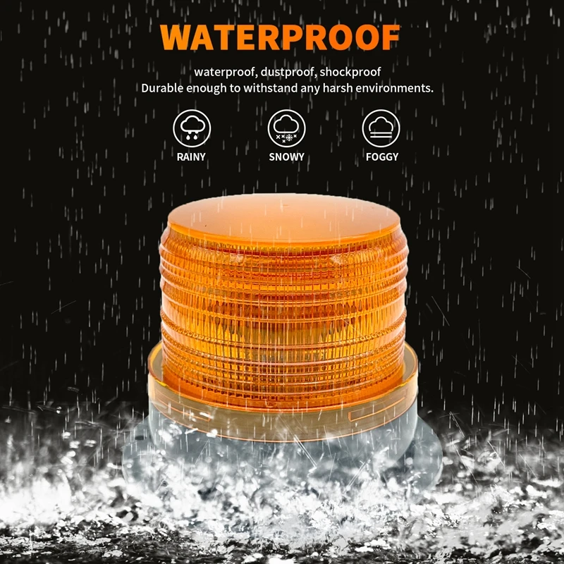 LED Emergency Light 360° Full Coverage Flashing Strobe Warning Lamp IP67 Waterproof Magnetic Mount 12V 24V Safety Alert Light
